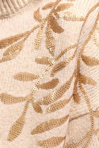 Tribal - Sequin Floral Applique Mock Neck Sweater