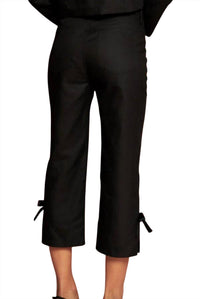 SISTER JANE Turtle Dove High Rise Capri Trousers in black - women's pants - detail view