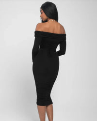 Ta3 - Shapey Off Shoulder Ruched Midi Dress