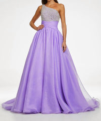 Ashleylauren - One Shoulder Organza Ball Gown