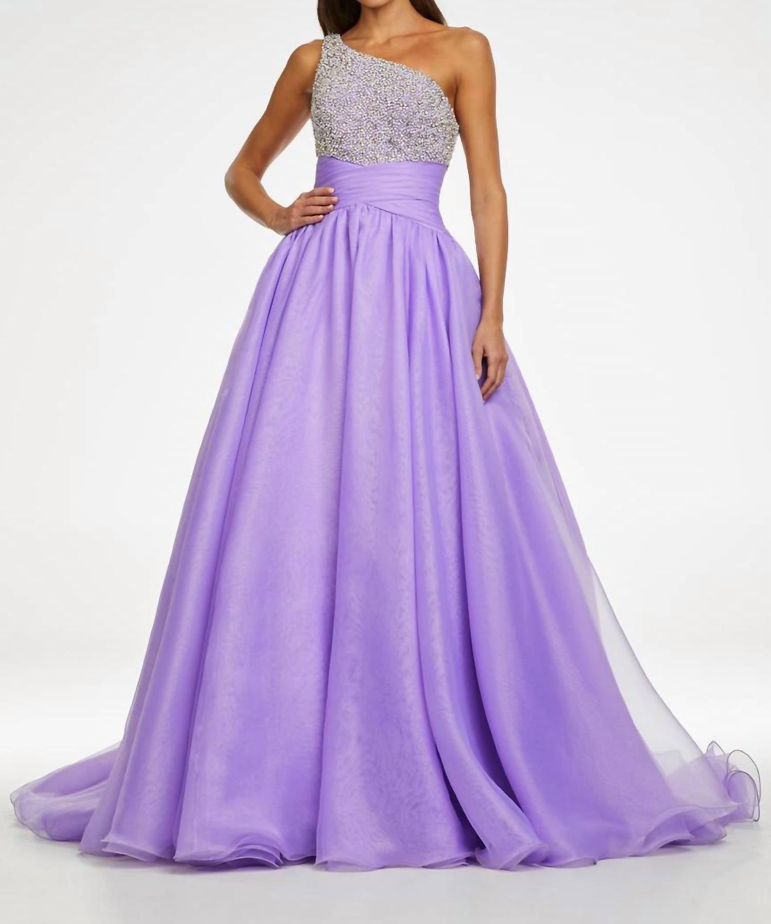 Ashleylauren - One Shoulder Organza Ball Gown