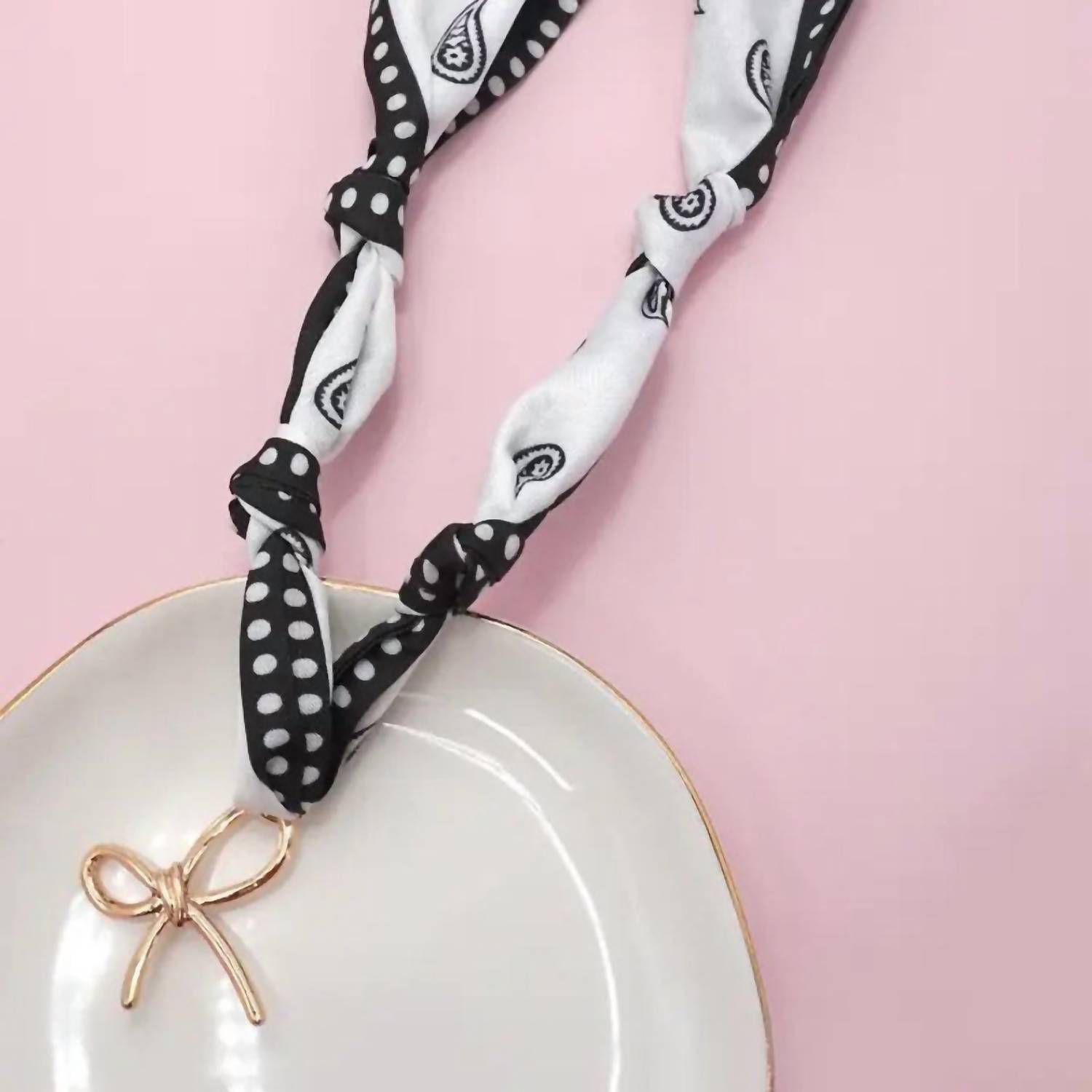 Josslyn By Wall To Wall - Women's Paisley Dotted Knotted Scarf Layering Necklace