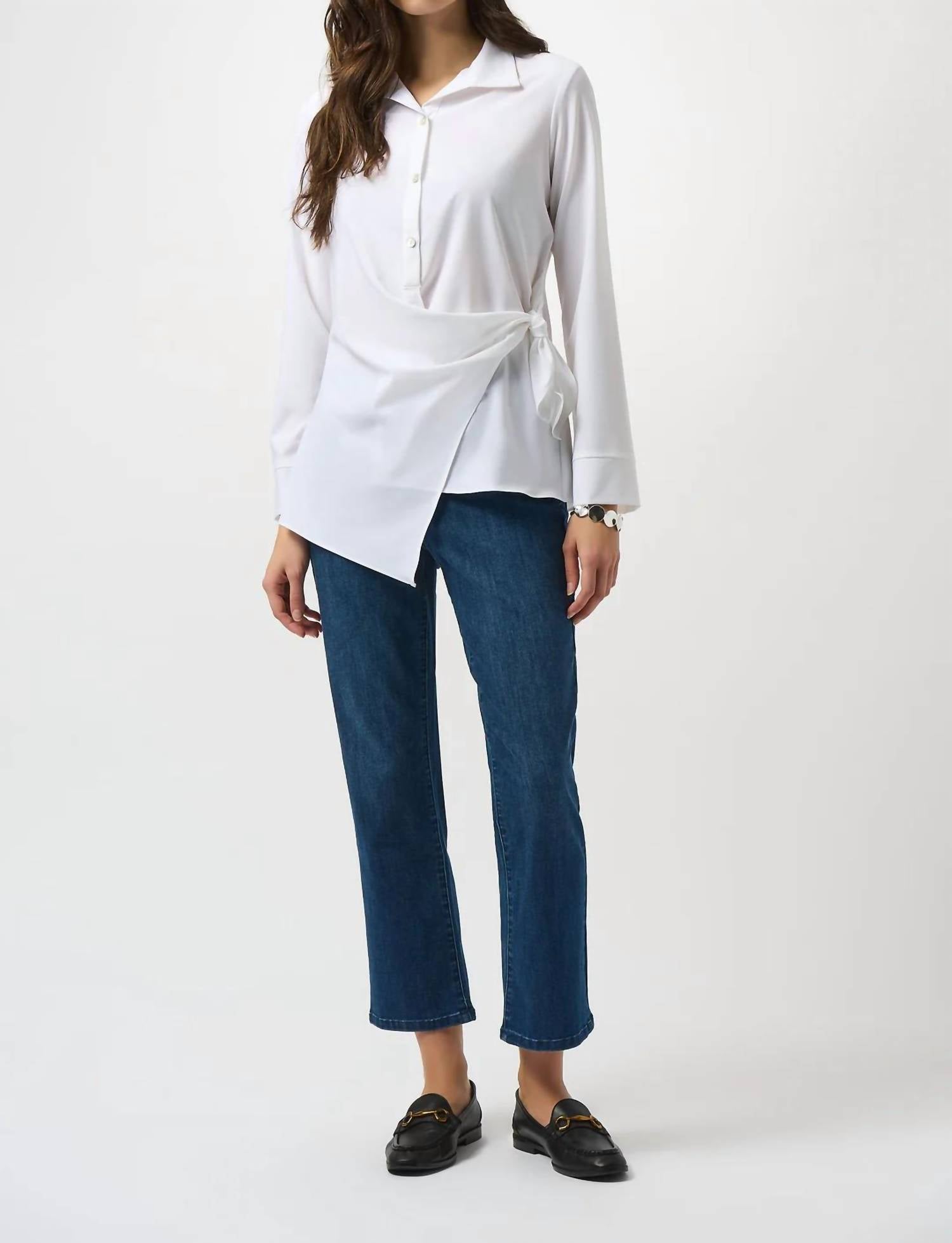 Joseph Ribkoff - Collared Front Button Asymmetric Fitted Top