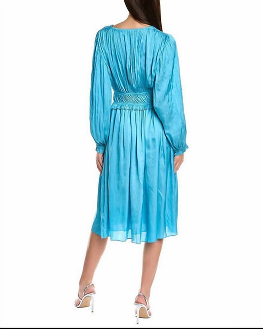 Elie Tahari - Whisper Gathered Satin Midi Dress