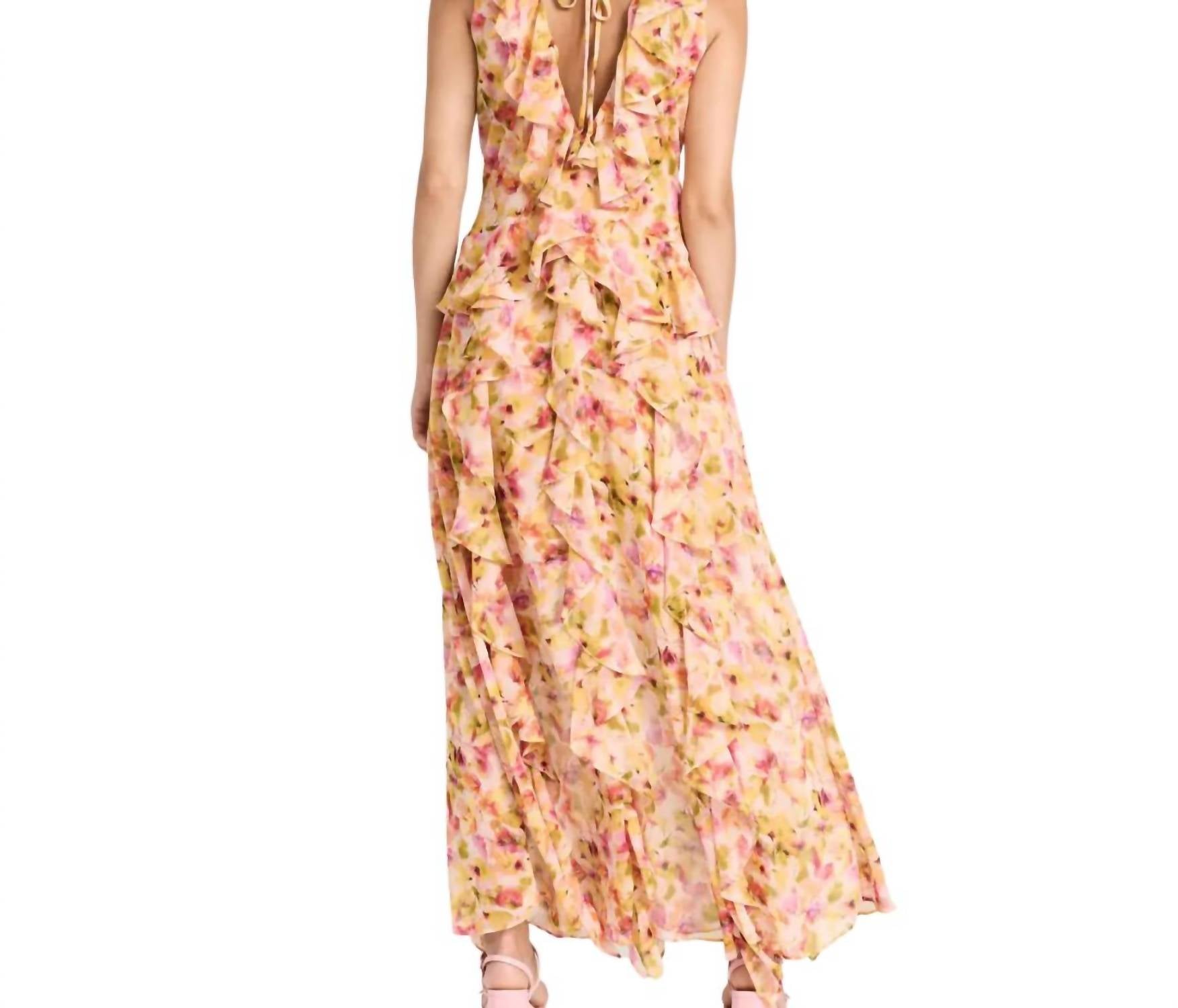 Misa Los Angeles Women's Claudita Dress in golden flora - women's dress - detail view