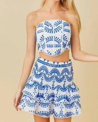 Mainstrip - Aubrey Strapless Paisley Print Skirt Set