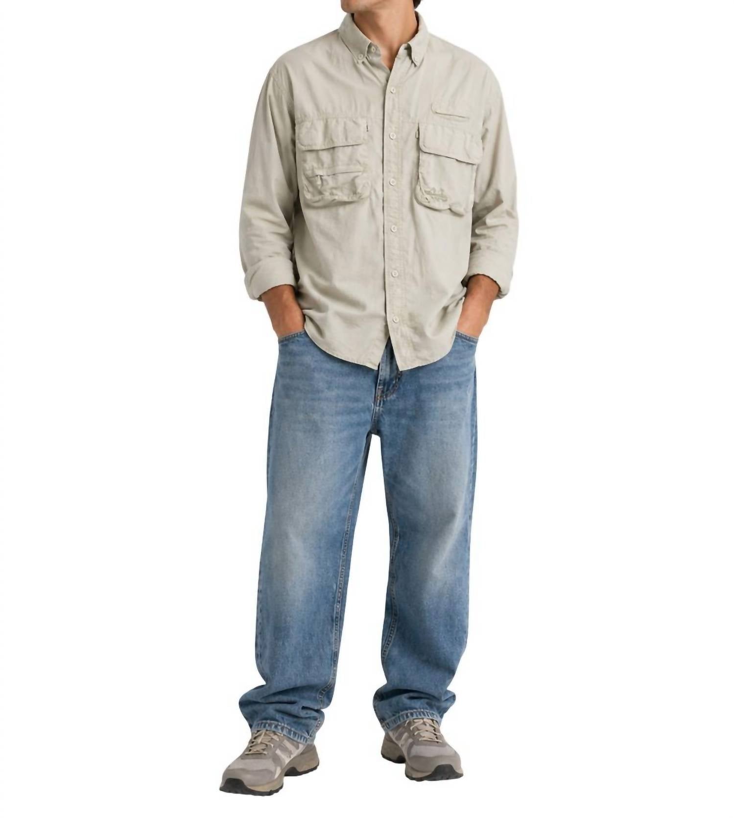 Cabela's Guidewear Button Up Shirt in tan - men's shirt - detail view