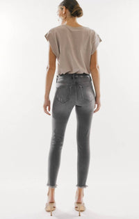 KanCan Gemma High Skinny Ankle Jean in black gray wash - women's jeans - detail view