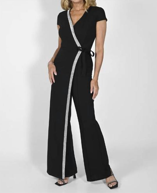 Frank Lyman - Cross Front Rhinestone Jumpsuit