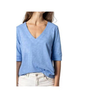 Lilla P - Cuffed Elbow Sleeve V-neck Tee