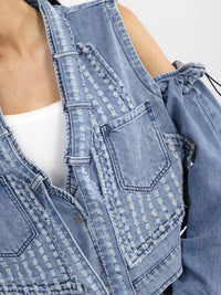 Surelymine - Removable Sleeves Denim Vest Denim Jacket
