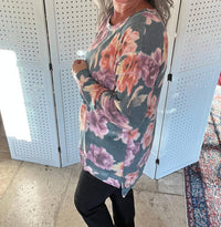 Sew In Love - Scattered Blooms Hi-Lo Crew Neck Top