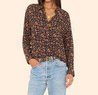 XIRENA Jace Button-front Shirt in golden rod - women's long sleeve top - alternate view