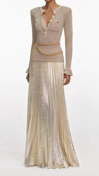 Self-Portrait - Lurex Ribbed Knit Maxi Dress