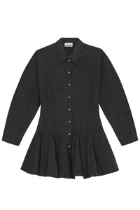 Ganni - Stretch Cotton Buttoned Mini Dress