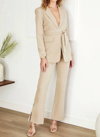 Venti6 - Full long sleeve padded shoulder oversized blazer with tie belt
