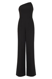 Milly - Atlas Cady Asymmetric Neck Strapless Wide Leg Jumpsuit