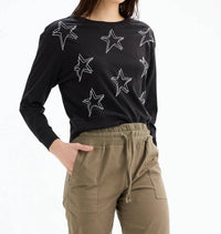 Chrldr - Double Stars Long Sleeve Boatneck Top