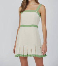 Fate - Square Neck Pleated Tweed Dress