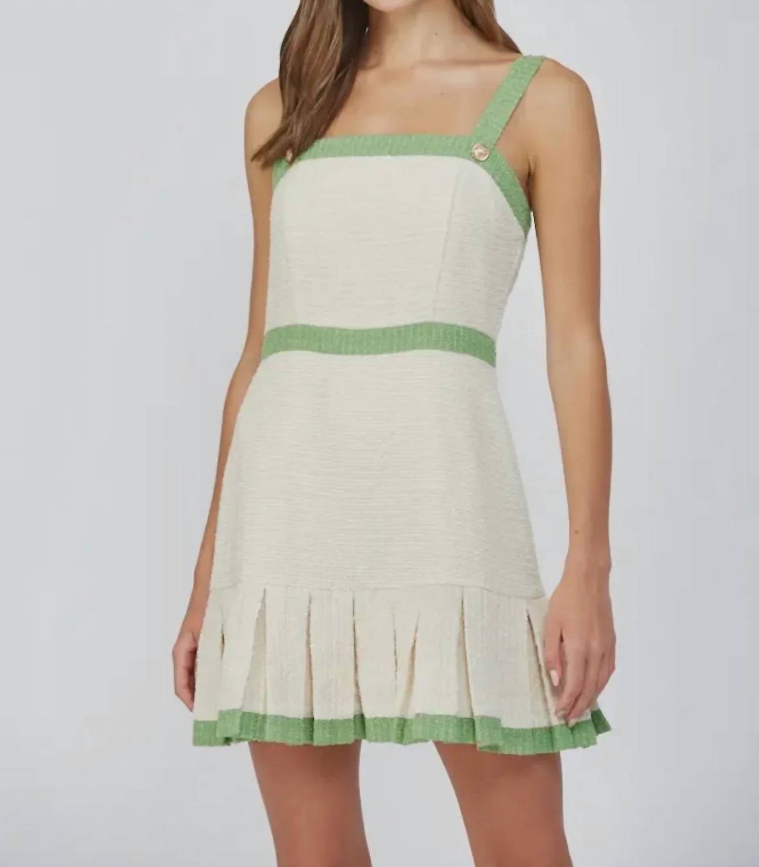Fate - Square Neck Pleated Tweed Dress