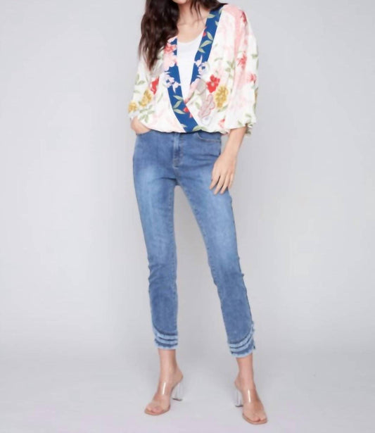Charlie B - Floral Printed Overlap Blouse