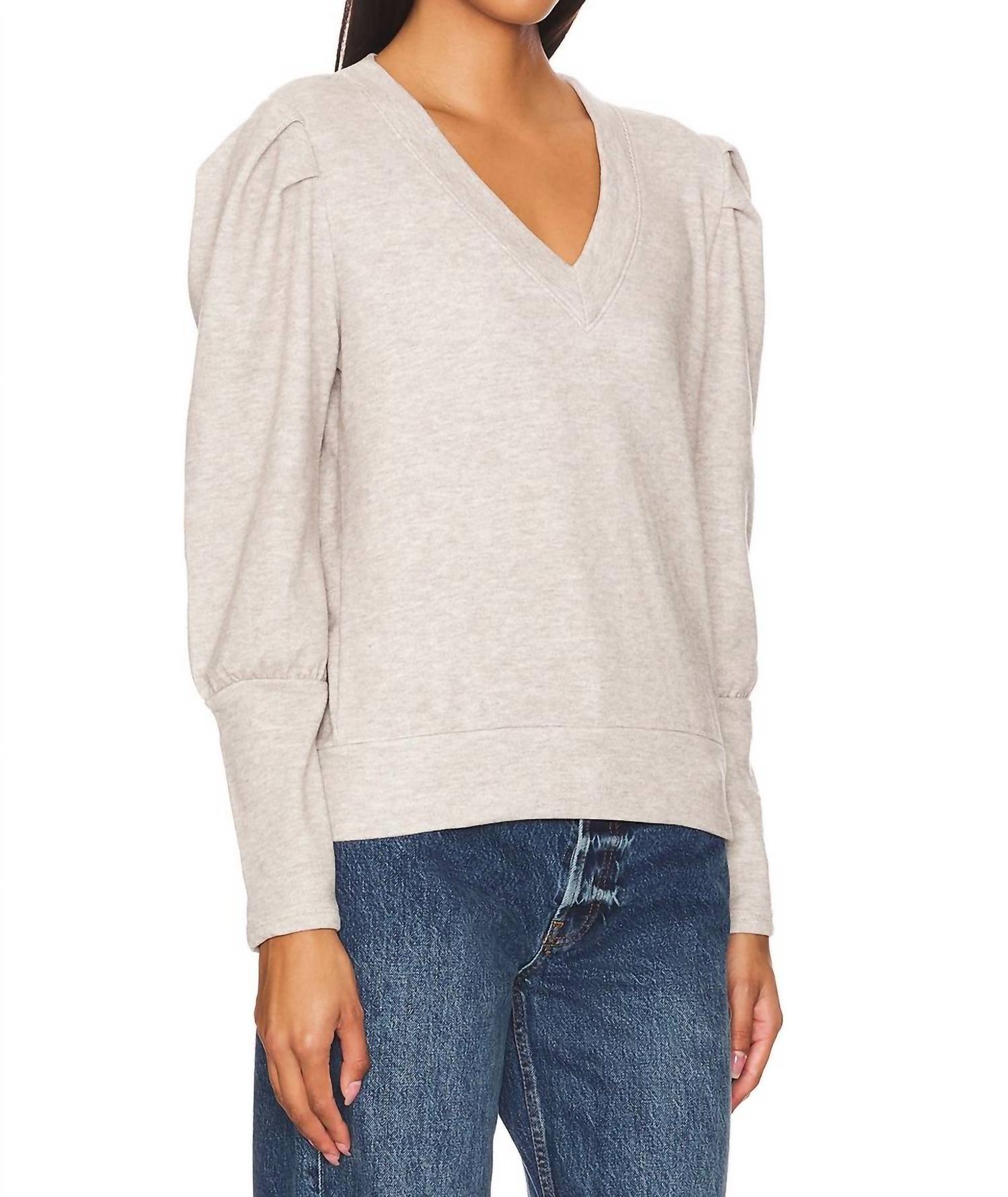 Bobi - Puff Sleeve V-neck Pullover