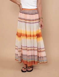 Urban Daizy - Sunset Stripe Tiered Maxi Skirt