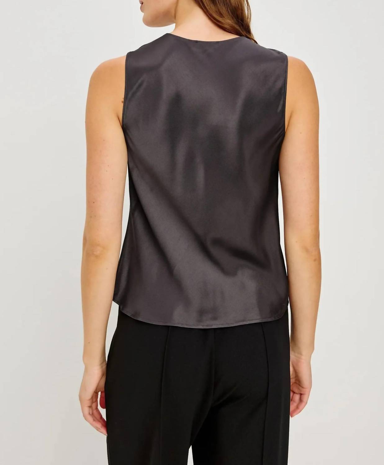 Rails Karley Sleeveless Top in gunmetal - women's blouse - detail view