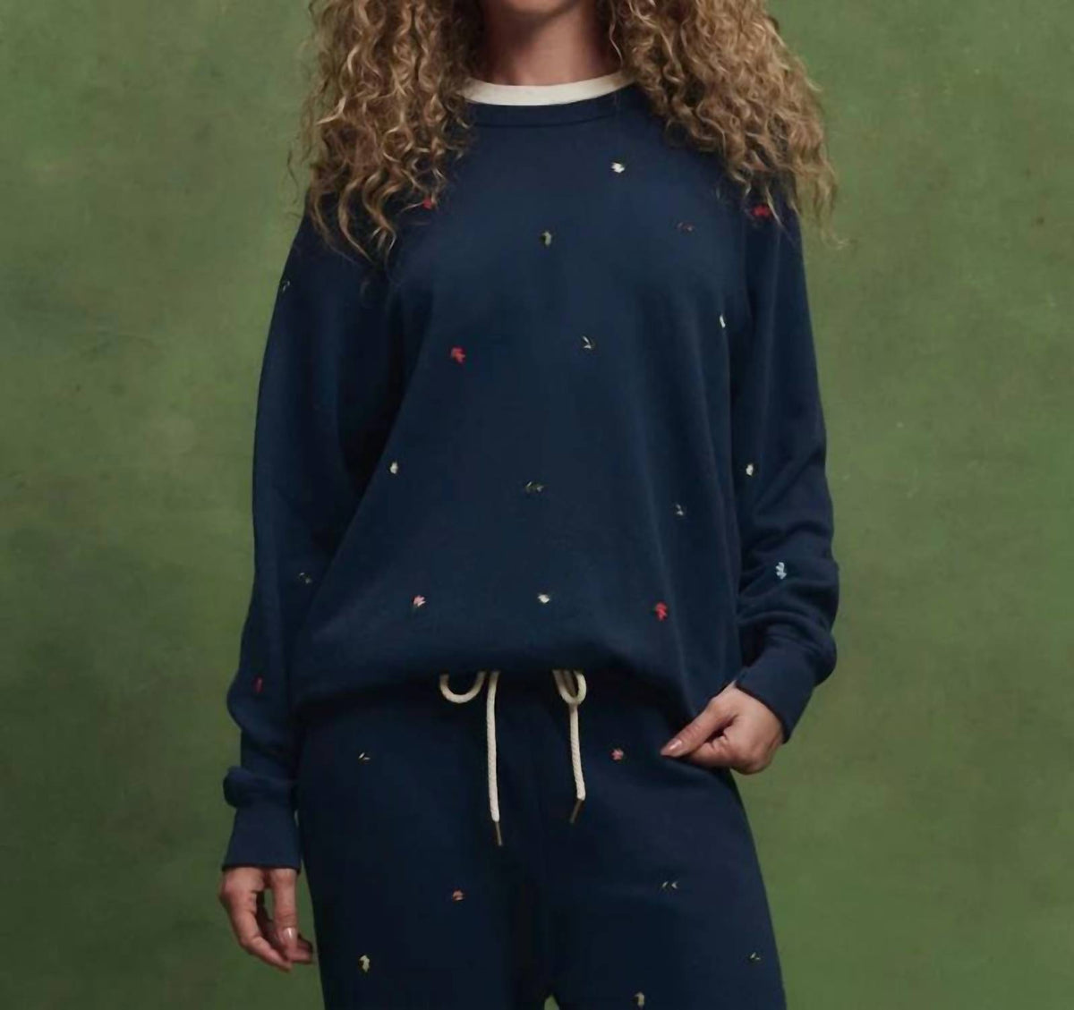 The Great. - College Sweatshirt With Tossed Floral Embroidery