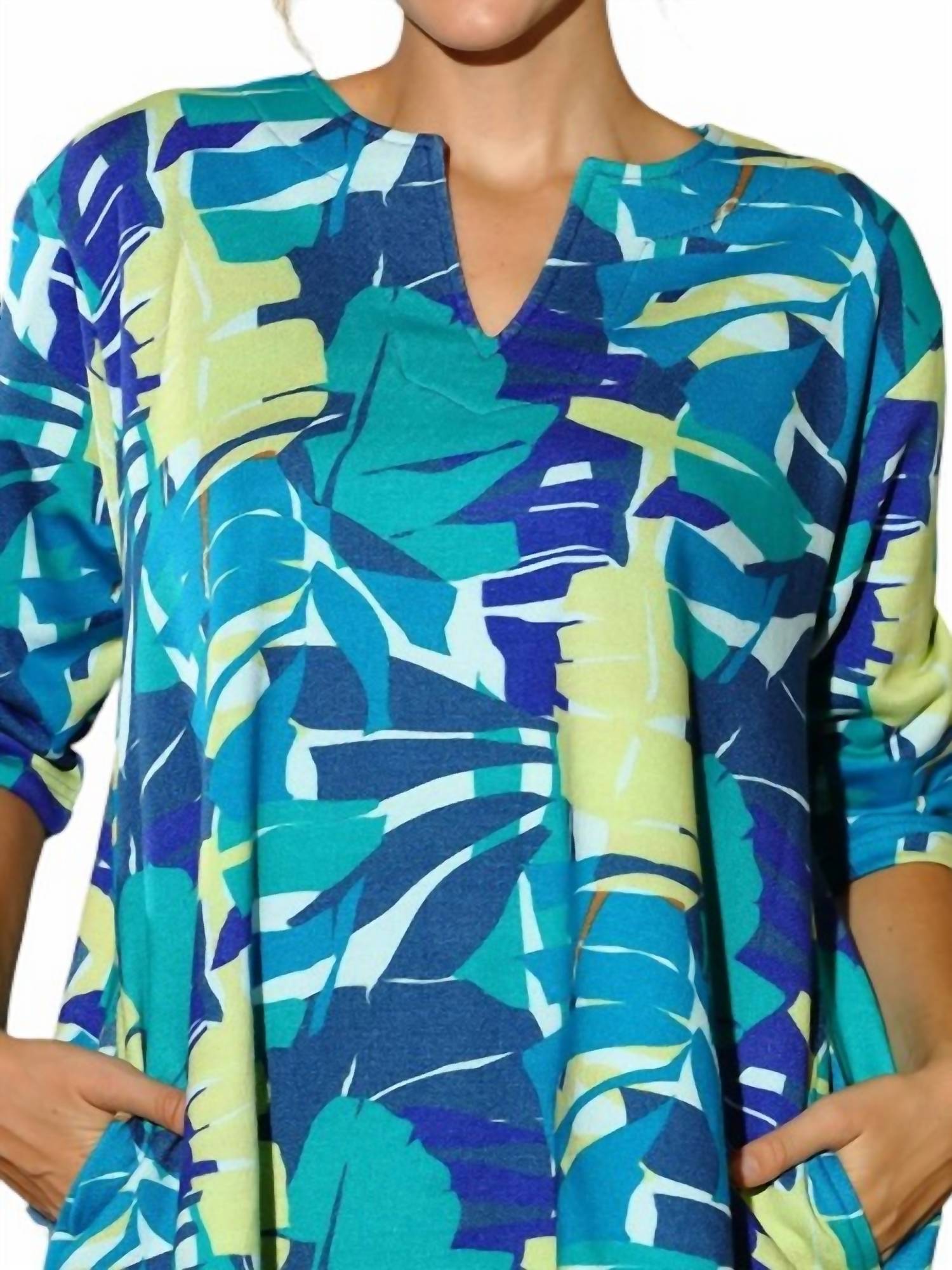 Kikisol - Searenity Leaf French Terry Tunic With Pockets