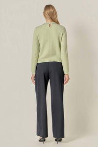 English Factory Bow Sweater Top in mint - women's sweater - detail view