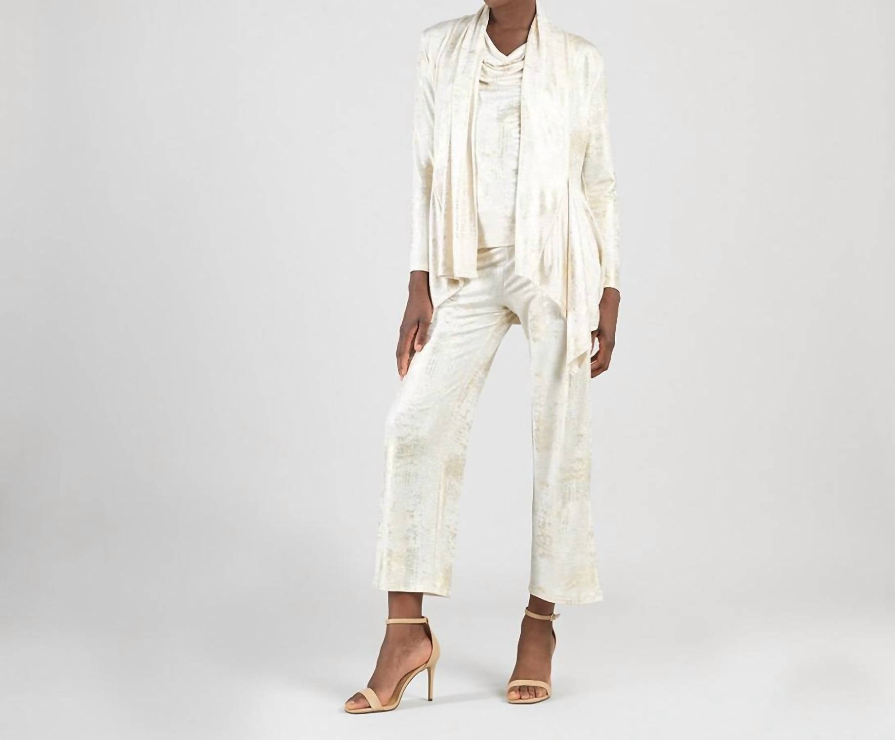 Clara Sunwoo - Foil Sheen Drape Tunic Cardigan