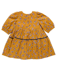 PINK CHICKEN Girls' Maribelle Dress in flying footballs - kids' dress - detail view