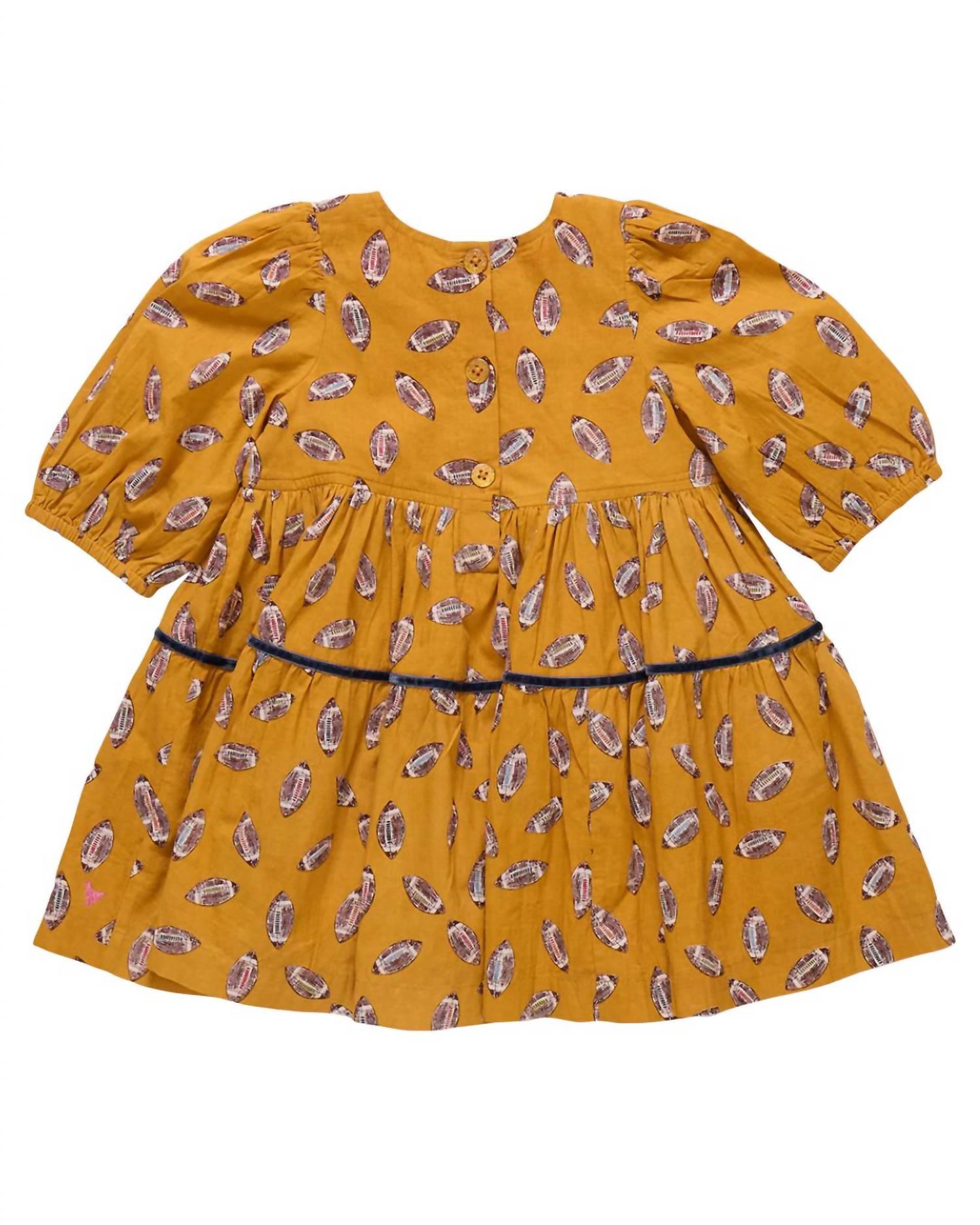 PINK CHICKEN Girls' Maribelle Dress in flying footballs - kids' dress - detail view