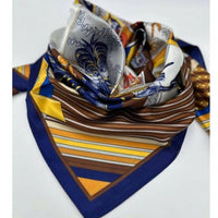 TC Ranchwear War Horse Wild Rag Western Southwestern Satin Scarf in blue gold - women's scarf