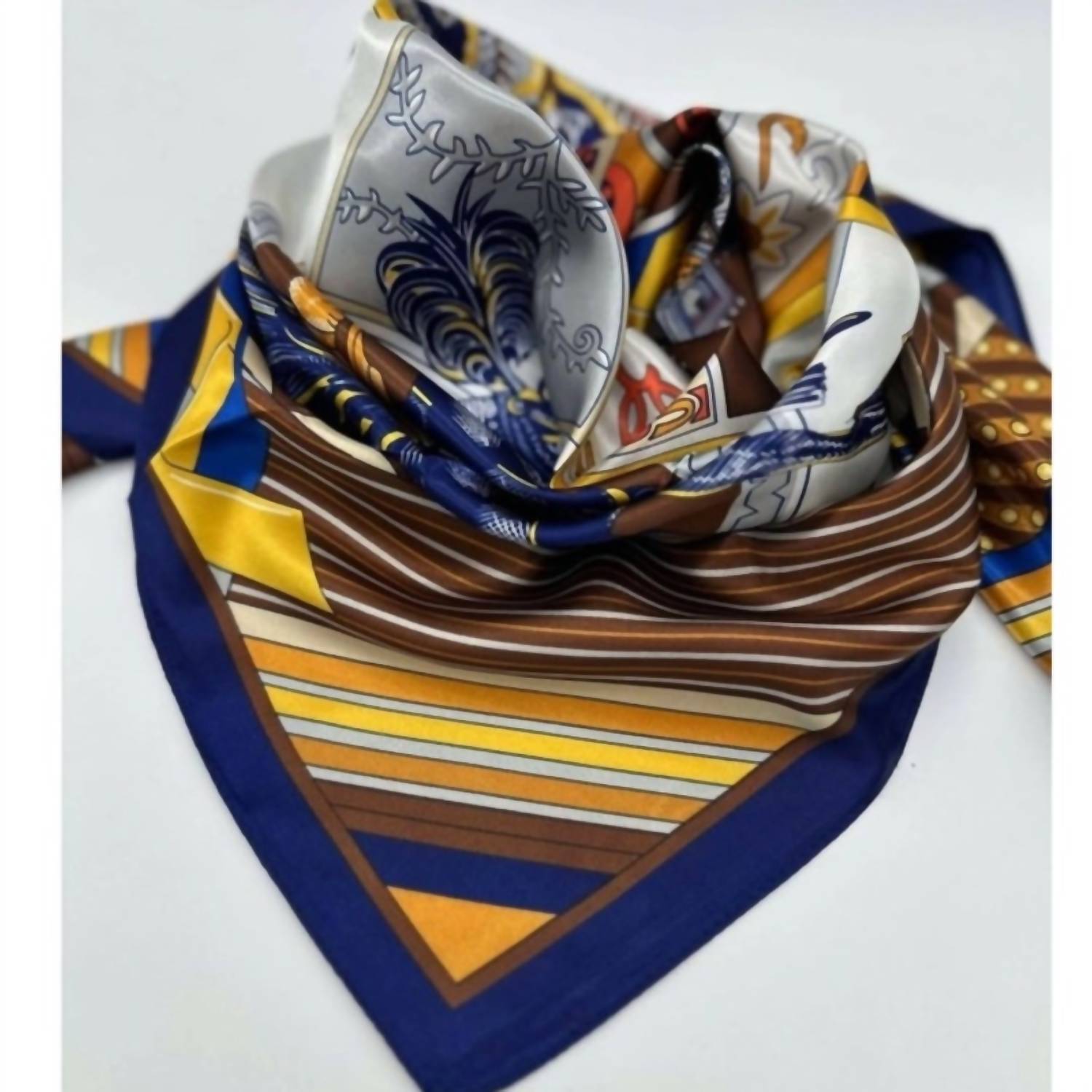 TC Ranchwear War Horse Wild Rag Western Southwestern Satin Scarf in blue gold - women's scarf