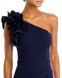 Aqua - One-shoulder Ruffle Gown