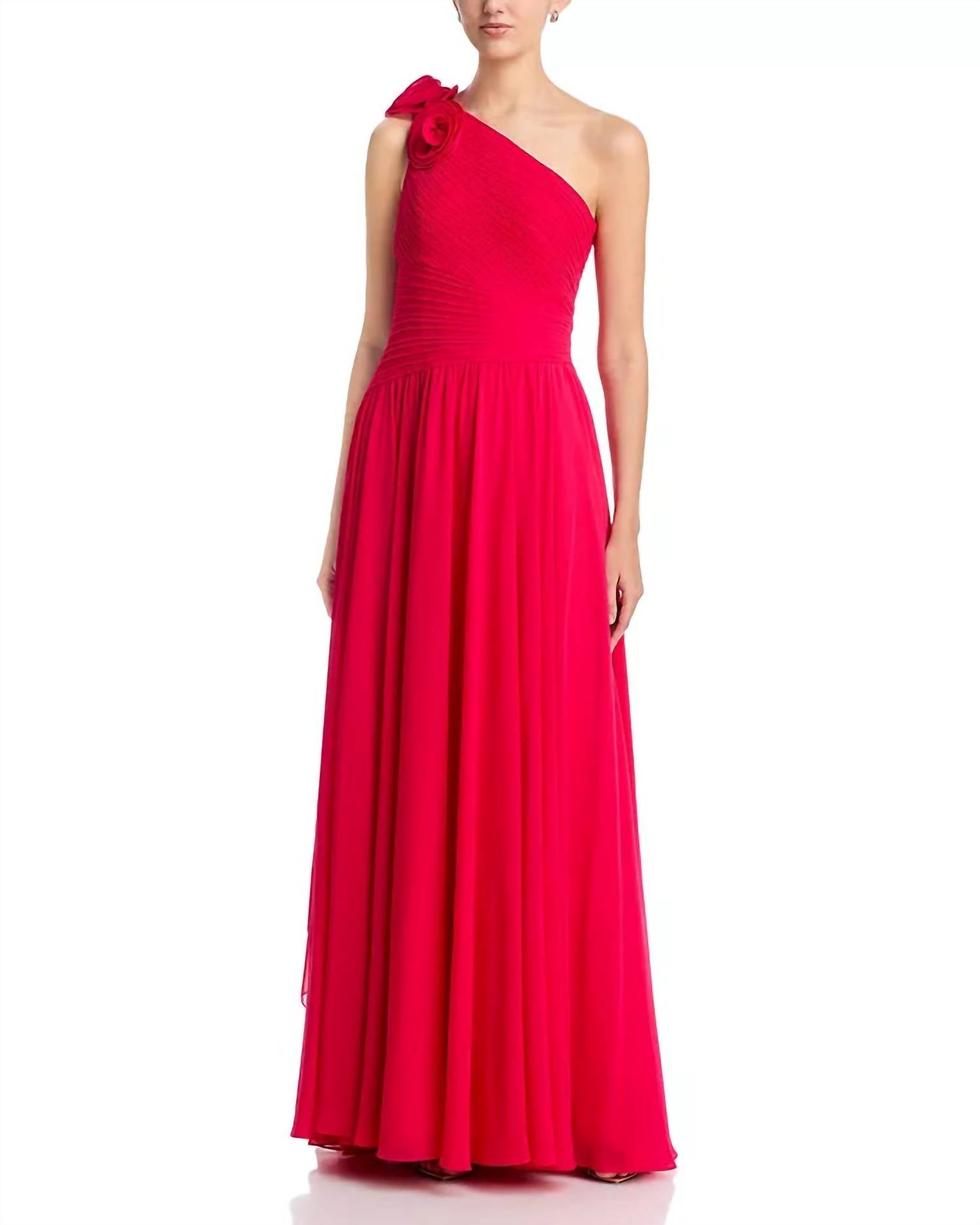 Teri Jon - One Shoulder Chiffon Trim Gown