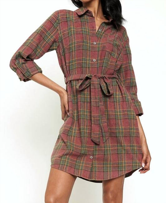 Mystree - Gracie Bleach Dye Plaid Shirtdress