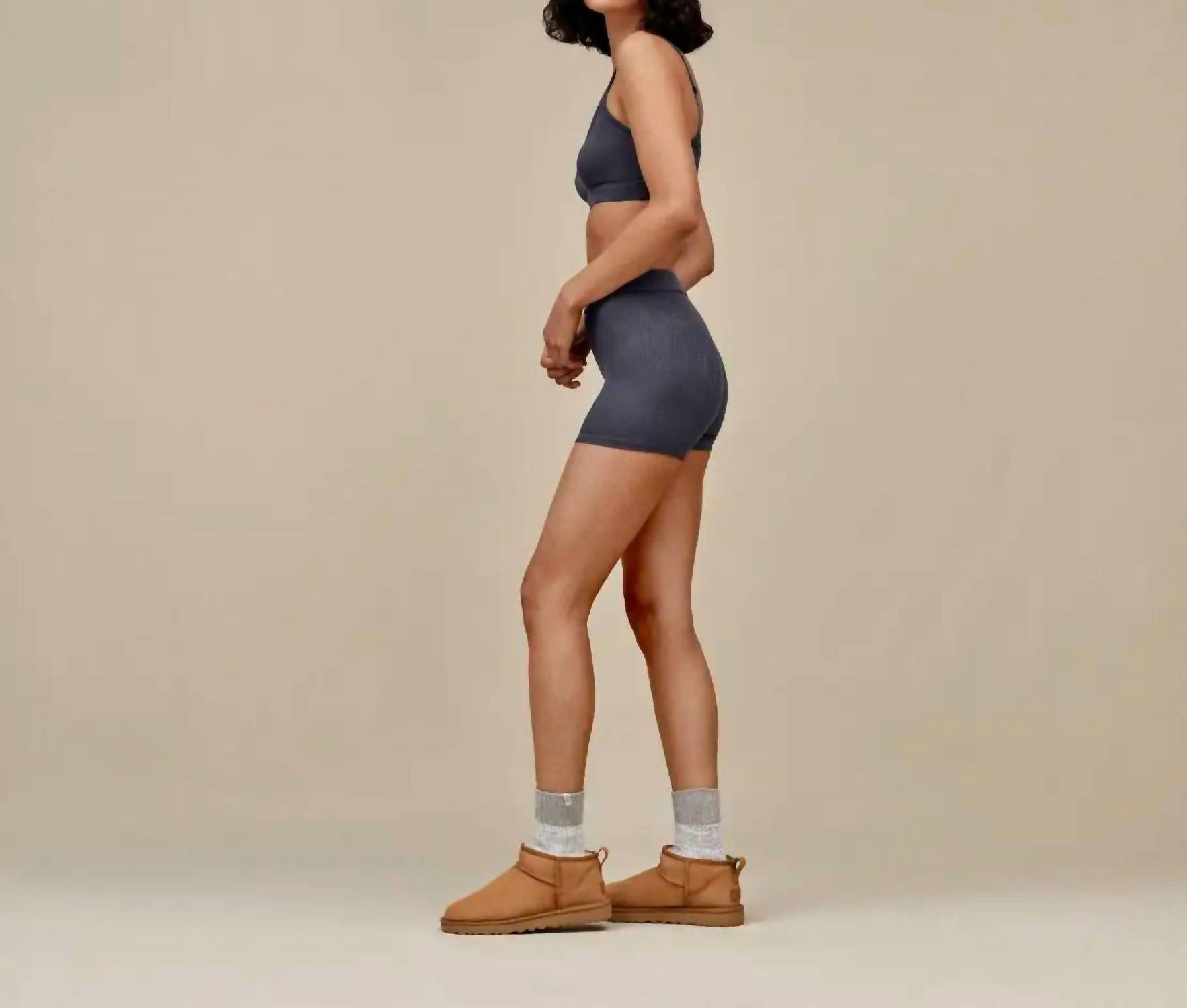 UGG Alexiah Ribbed Lounge Shorts in thundercloud - women's shorts - detail view