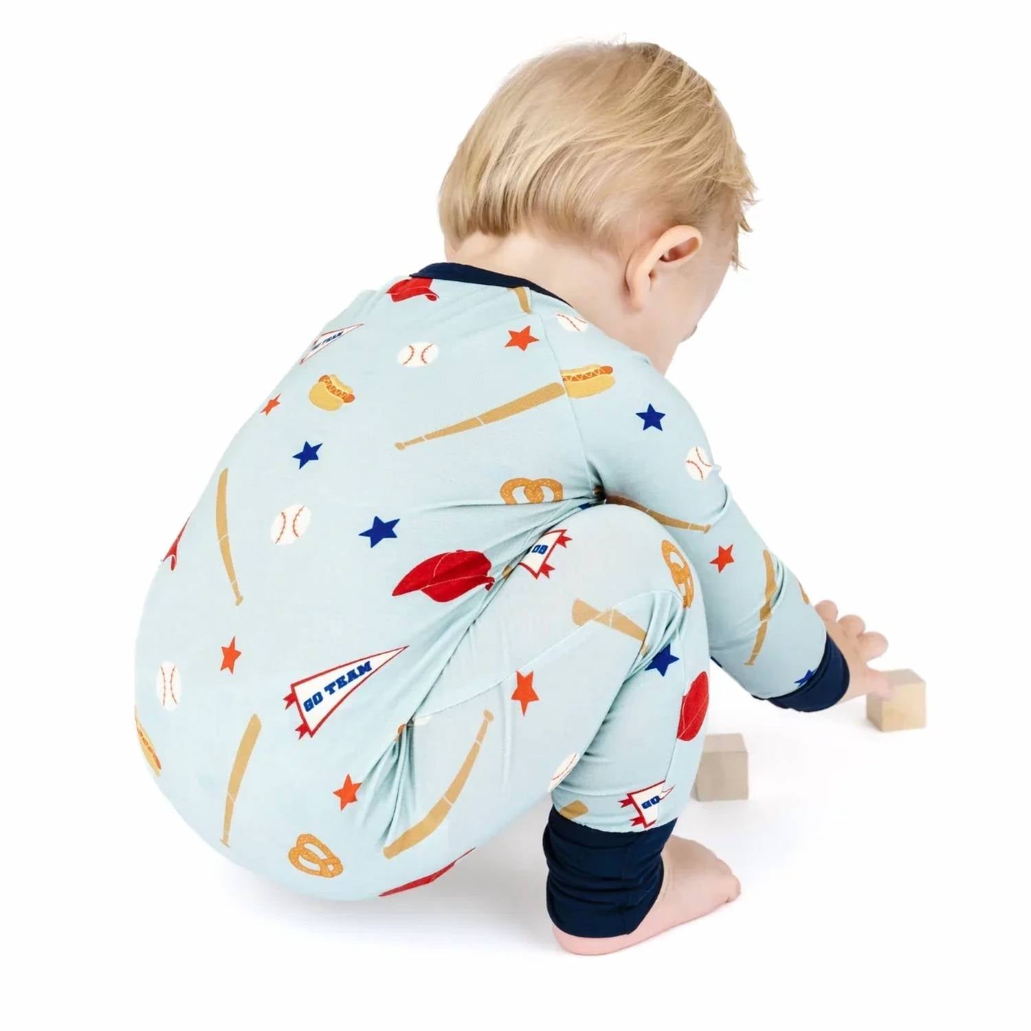 Emerson And Friends - Boy's Play Ball Baseball Bamboo Convertible Footie Romper