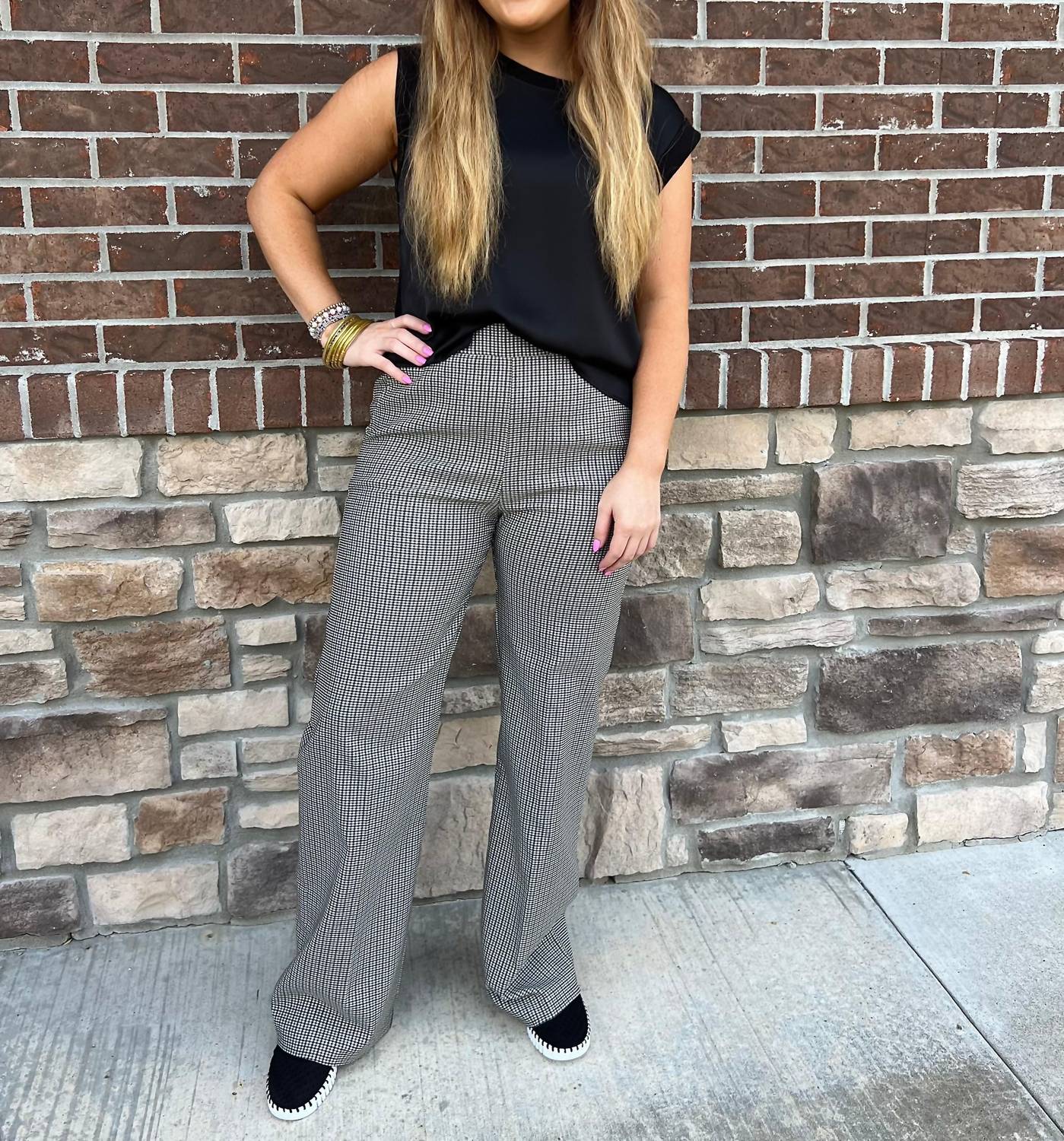Karen Kane - Checked Straight Leg Pants