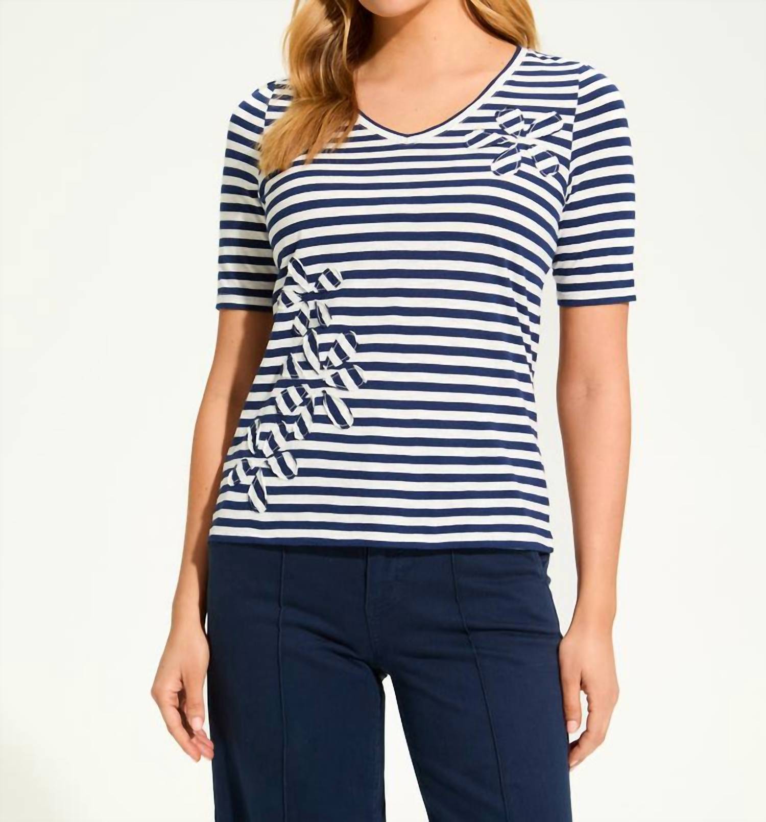 Fdj - Stripe Appliqué Top