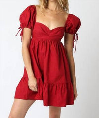 OLIVACEOUS The Babydoll Minidress in scarlet - women's dress