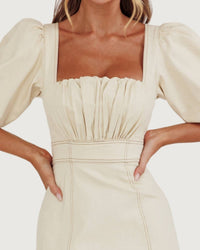 One And Only Collective - Brooke Puff Sleeve Contrast Stitch Dress