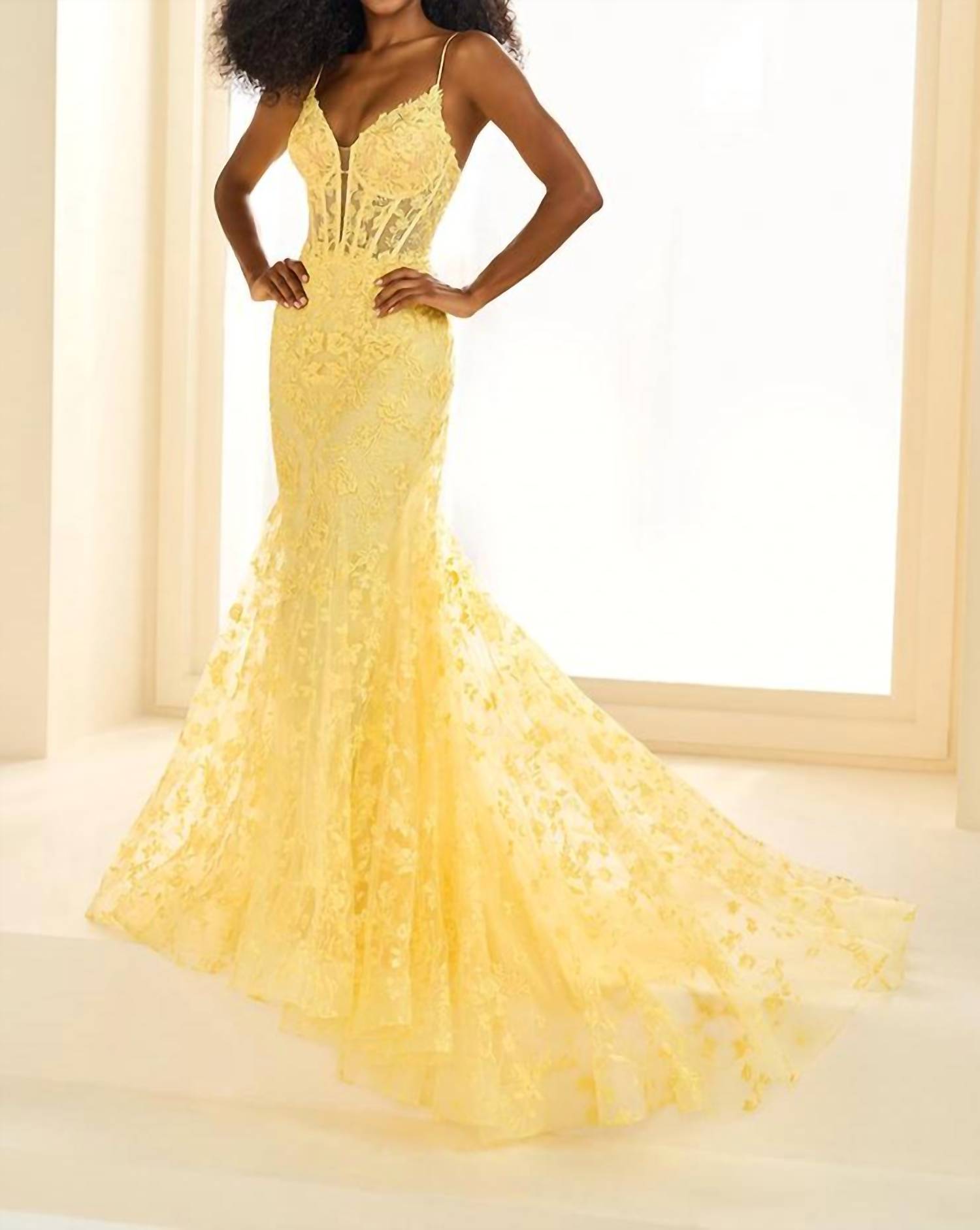 Ellie Wilde - Long Embroidered Prom Dress