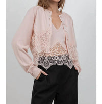 Whiteroom+Cactus - Knitted Sweater Cardigan with Lace Edge Detailing