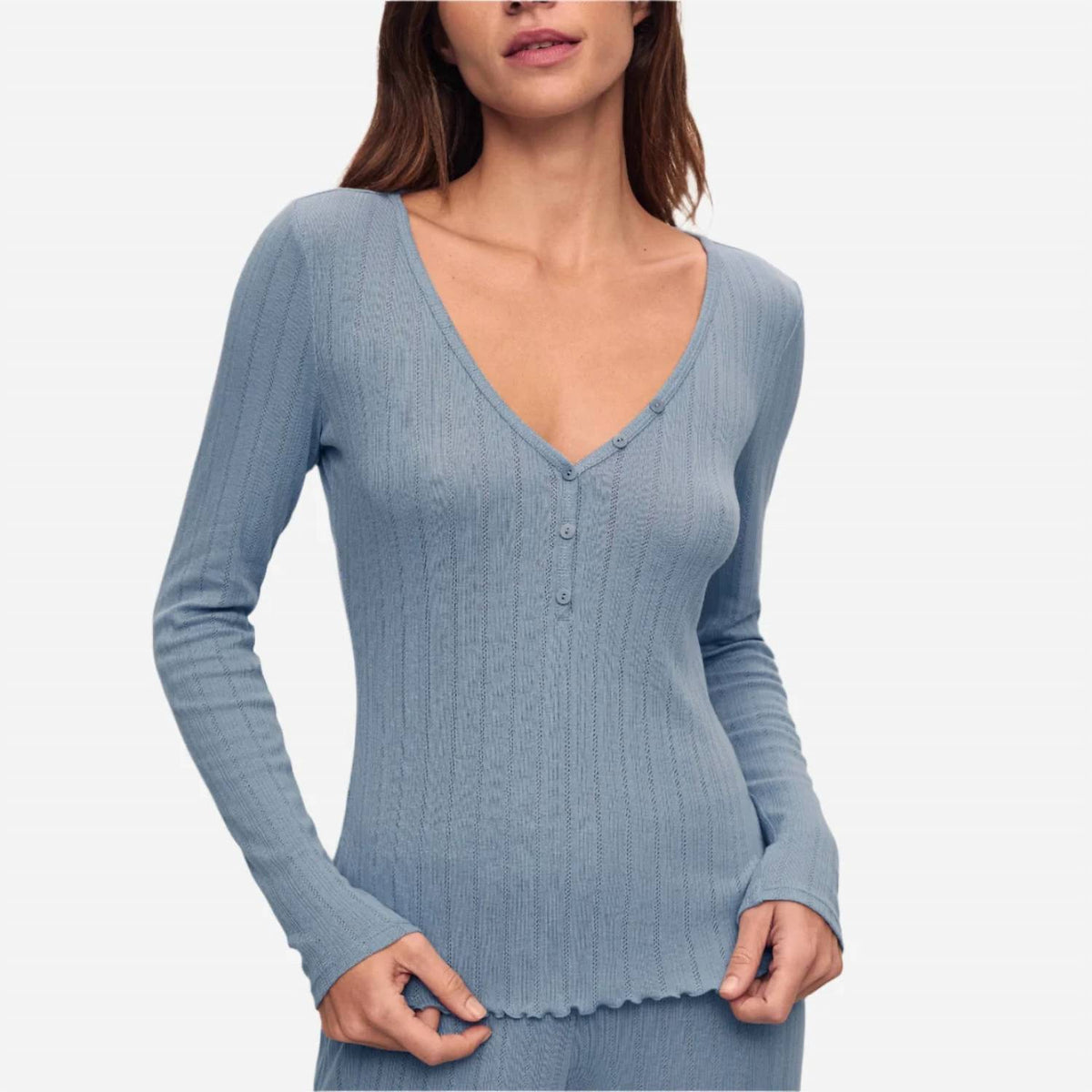 Eberjey - Pointelle V-neck Henley Top
