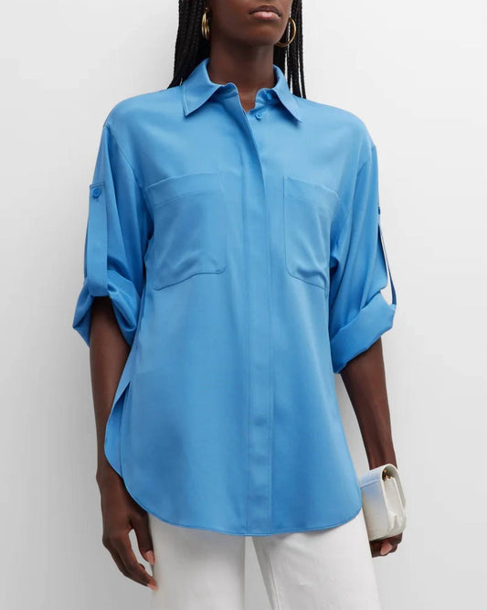 Lafayette 148 - Tab Sleeve Patch Pocket Silk Shirt