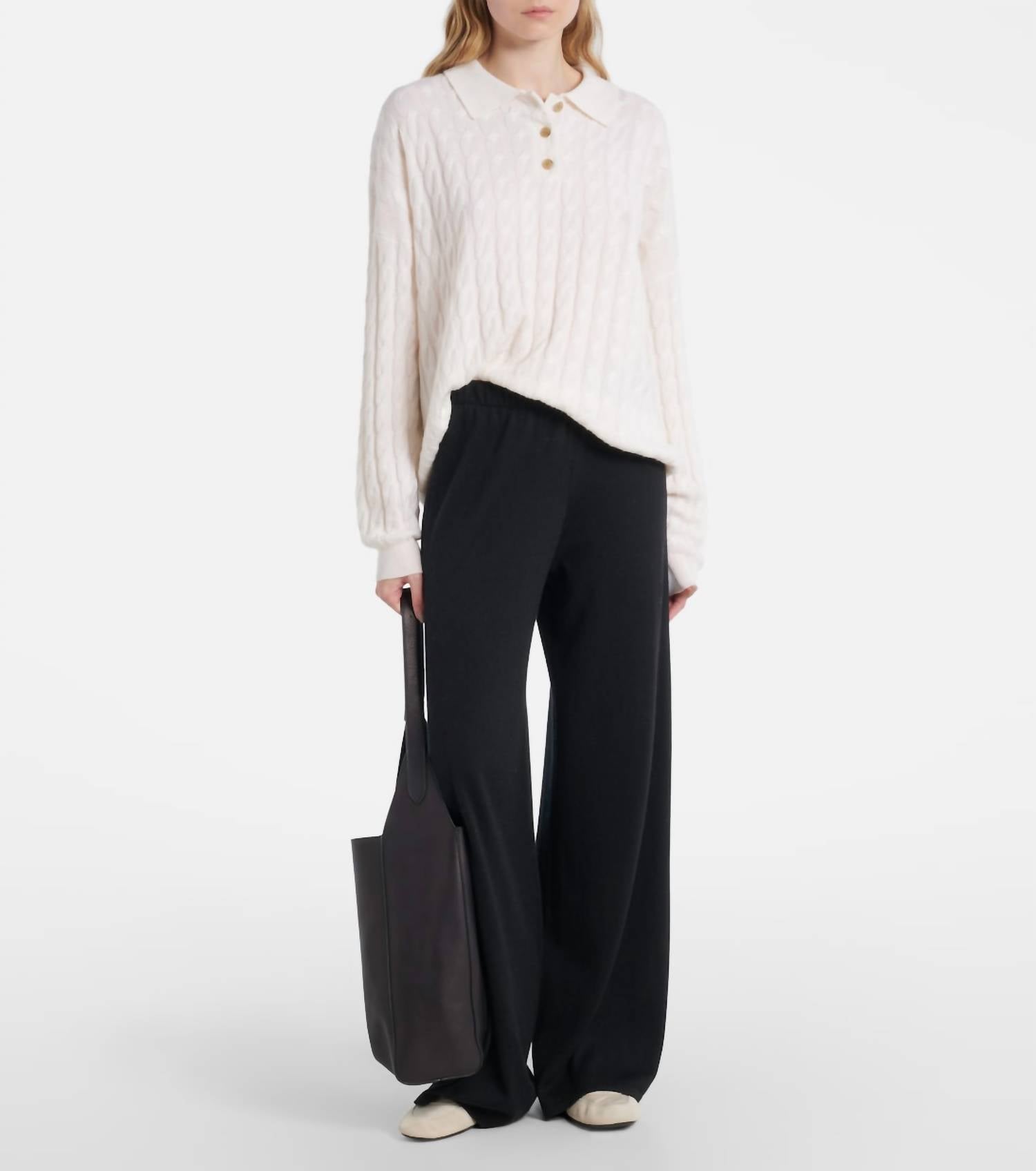 Lisa Yang - Magnolie Cable-knit Cashmere Polo Sweater